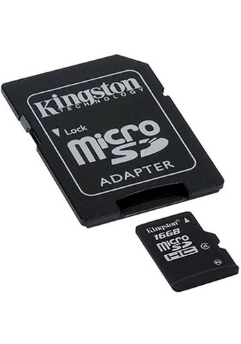 Карта памяти Kingston microSDHC 16GB Class 4 + адаптер