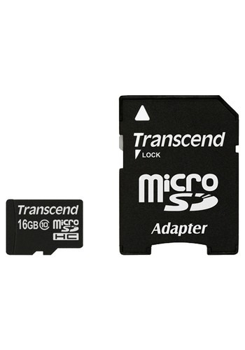 Карта памяти Transcend microSDHC 16Gb Class10 + адаптер
