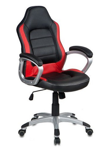 Кресло руководителя Бюрократ CH-825S/Black Rd черный красный искусственная кожа (пластик серебро)