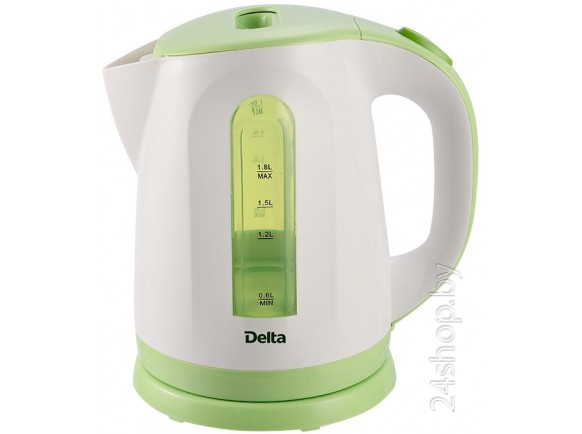 Чайник DELTA DL1326 белый с зеленым