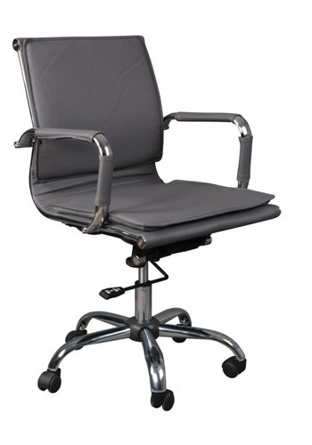 Кресло руководителя Бюрократ CH-993-Low/grey низкая спинка серый искусственная кожа крестовина хром