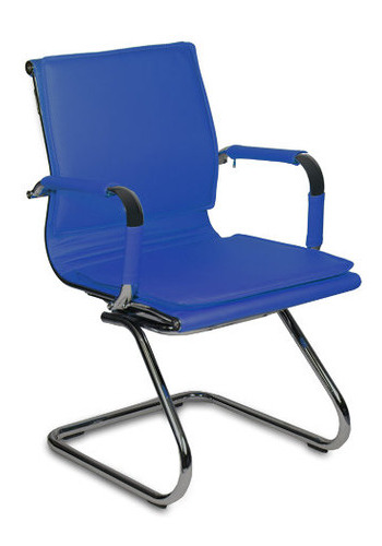 Кресло руководителя Бюрократ CH-993-Low/blue низкая спинка синий искусственная кожа крестовина хром