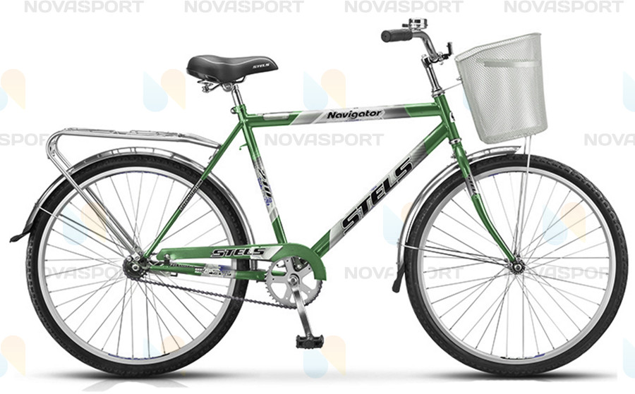 Велосипед Stels Navigator 210 Gent 26 (2016) Темно-зеленый/Салатовый (с корзиной)