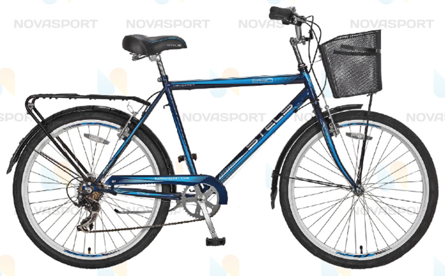 Велосипед Stels Navigator 250 Gent 26 (2016) Серый/Синий/Черный (с корзиной)