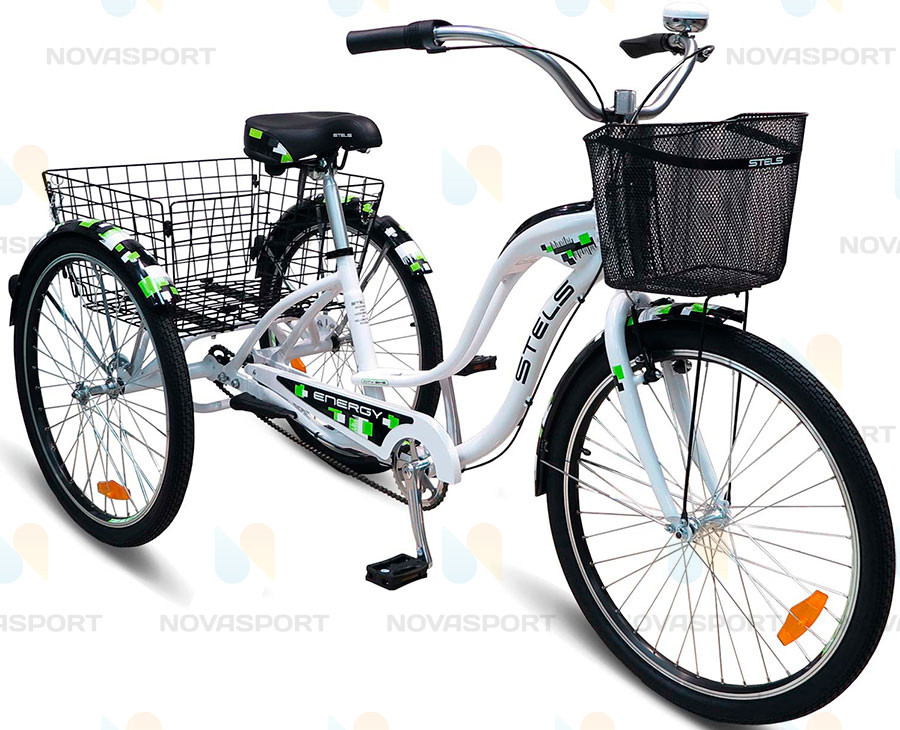 Велосипед Stels Enerdgy Il 26 (2016) Белый/Зеленый (с корзиной)